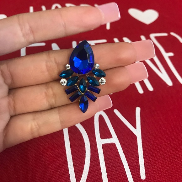 Gold earrings blue crystal - Picture 3 of 4